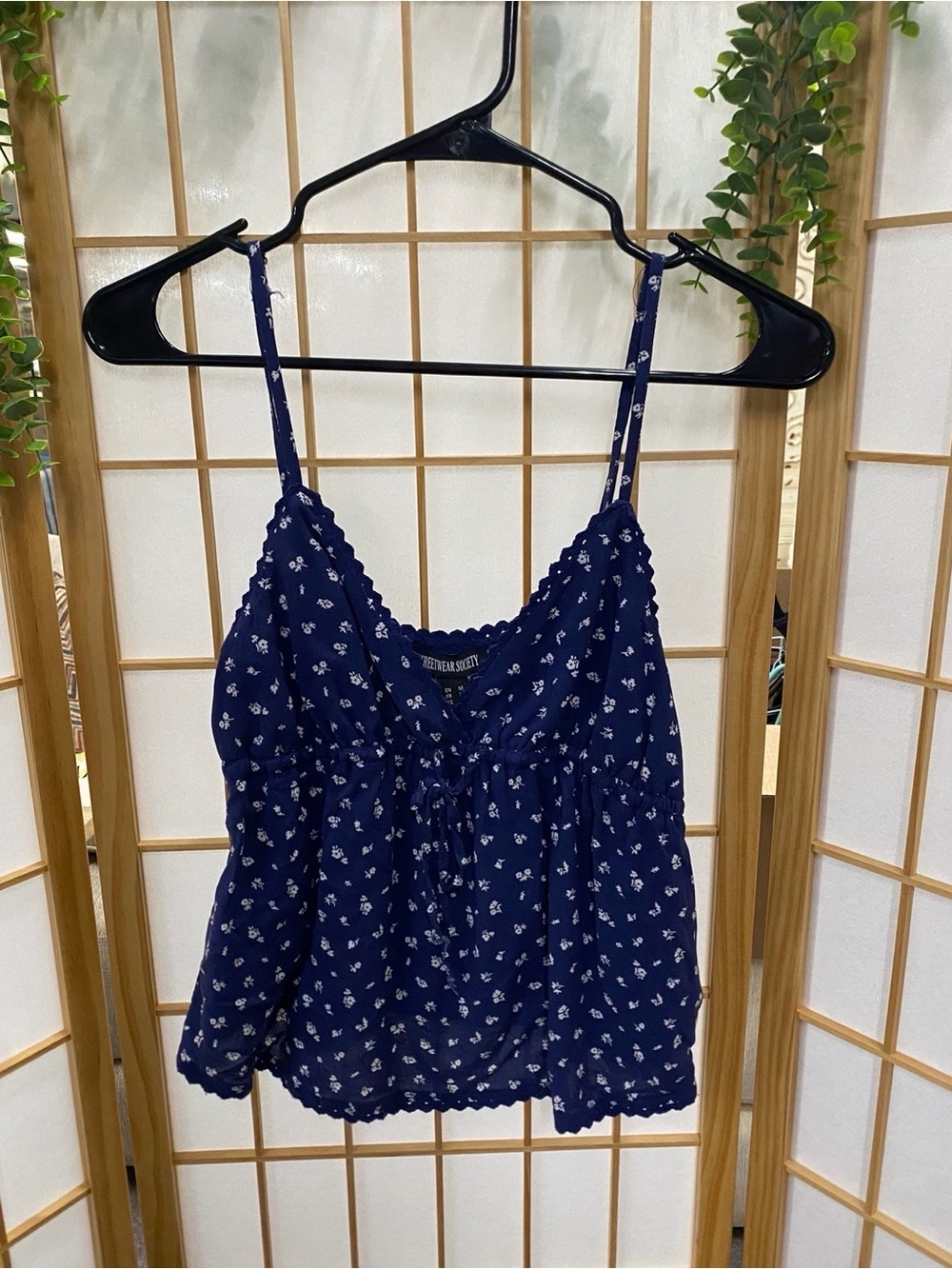 Streetwear Society Navy Floral Spaghetti-Strap Tank